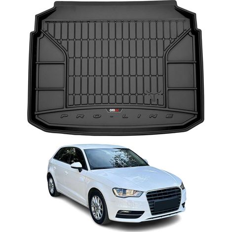 Tapis de Coffre 3D TPE Premium Compatible avec Audi A3 8V Sportback 2012-2020 - Bac de Protection de Coffre Intérieur antidérapant Revêtement de Coffre Bords Hauts pour Voiture Noir