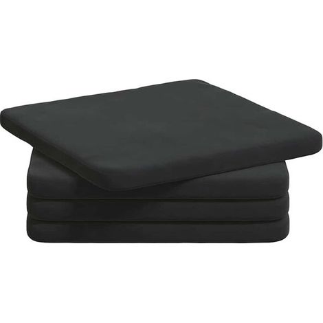 Coussins de siège, 4 pièces, noir, 40 x 40 x 3 cm, matière velours. (1/5)