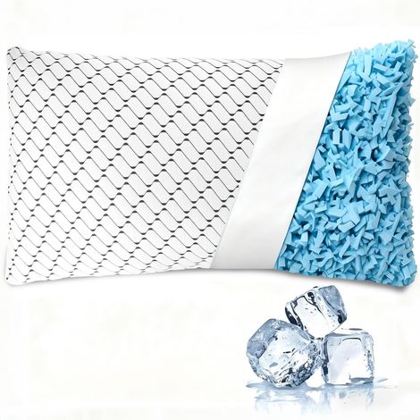 Oreiller en mousse à mémoire de forme, coussin rafraîchissant, coussin de nuque, coussin orthopédique, pour dormir sur le côté, gris, 40 x 80 cm (1/5)