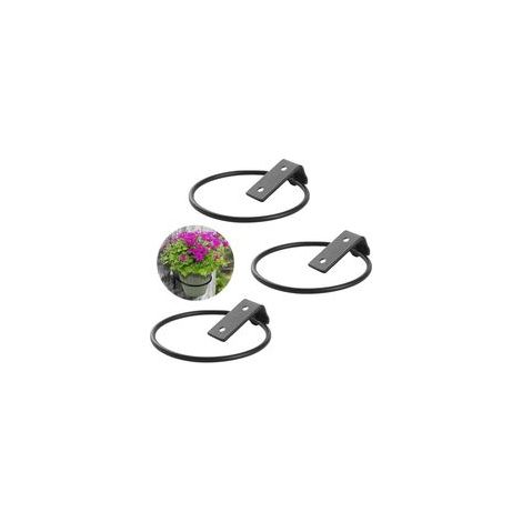 Wandmontierte Blumentopfhalterungen, 3 Stück, Metall, wandmontierte Blumentopfhaken, Topfringhalter, Blumentopf-Tabletttständer für Blumentöpfe für Terrasse, Balkon, Garten, schwarz (10,2 cm)