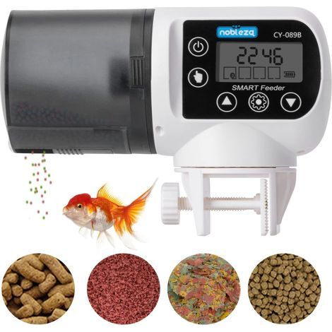 Automatischer Fischspender (200 ml), verstellbarer LCD-Bildschirm, 360°-Drehung, wasserdicht, für Aquarien mit Schildkrötenmotiv (1/5)
