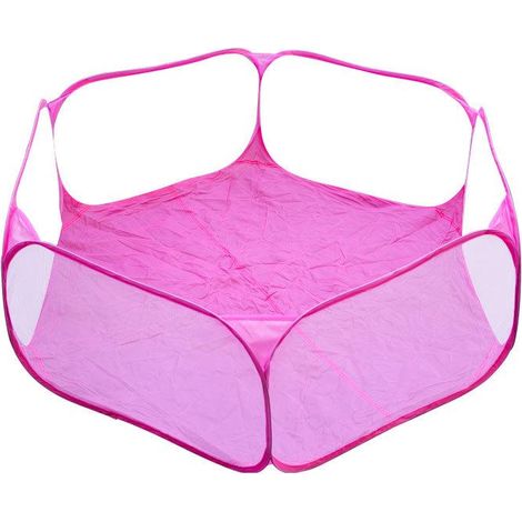 Parc de jeu pliable et portable pour petits animaux (rose) avec sac de rangement, tente respirante, enclos d'exercice pour cochons d'Inde, lapins, hamsters, hérissons et chats. (1/5)