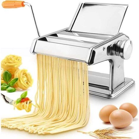 Machine à Pâtes Fraiches, Laminoir à Pâtes Manuelle, Machine à Pâtes Manuel en Acier Inoxydable, Machine à Nouilles à Rouleaux de Pâtes pour Spaghetti Lasagne Tagliatelles (1/4)