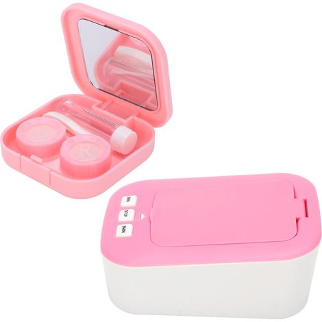 Nettoyeur à micro-ultrasons, étui à lentilles de contact en acier inoxydable MK-180, 48 kHz, rose (1/5)