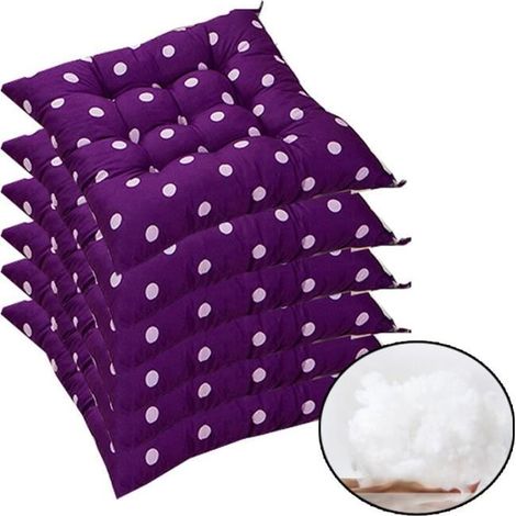 Lot de 6 Coussins d'assise de Chaise de Jardin/Coussin de Siège de Jardin en Polyester pour Intérieur et Extérieur, 40x40x5cm,Voile (1/4)