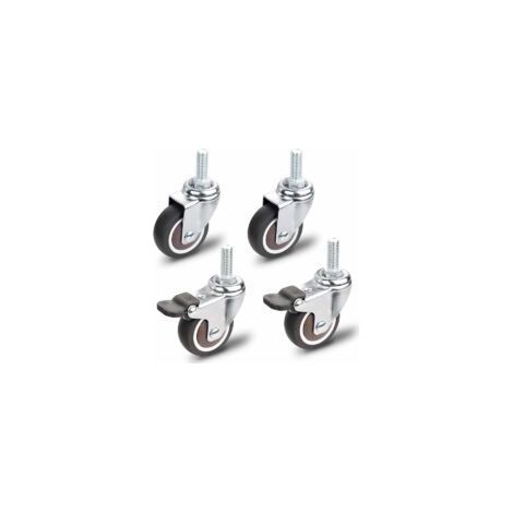 Möbelrollen, 2 Lenkrollen mit Bremsen + 2 Lenkrollen ohne Bremsen, Universal-Möbelrollen M10 x 25 mm, Tragkraft 40 kg pro Rolle (1/5)