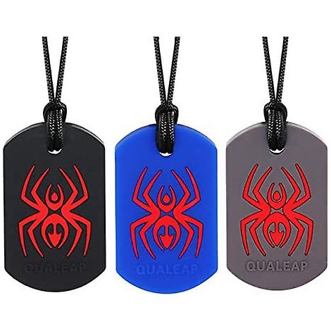 3pcs Spider Sensory Chew Collier pour enfants, collier à mâcher Jouets de dentition, Ensoleillé (1/3)
