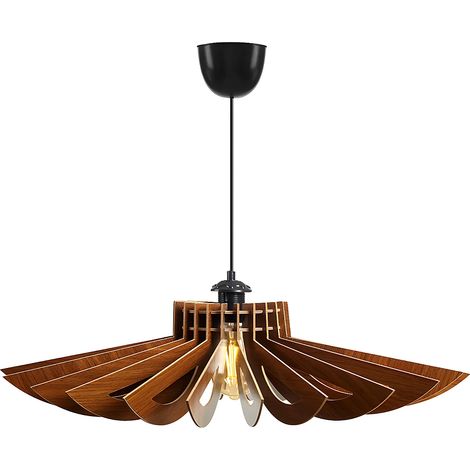 Lampadario traforato D. 68 x H. 50 cm in MDF Colore: Noce - FARITA (1/4)