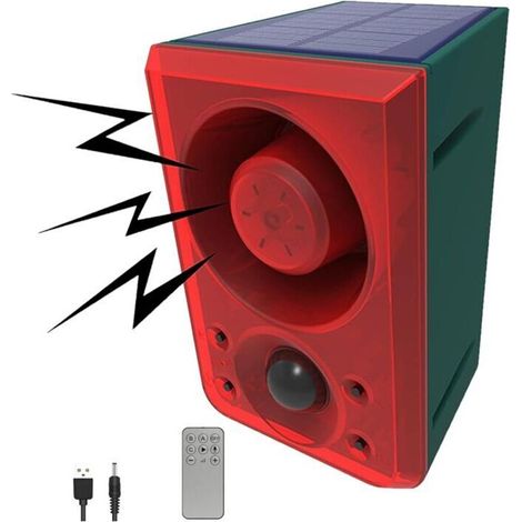 Alarme Solaire Détecteur De Mouvement - Son 130dB Aboiement Chien - Sécurité Extérieur Jardin - Avec Télécommande (1/5)