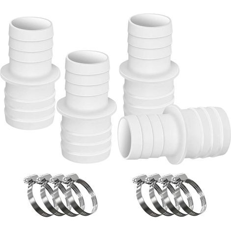 Set mit 4 Poolschlauchanschlüssen für Pools mit 32-38 mm Durchmesser, inklusive 8 Schlauchschellen und Schlauchreduzieradapter für Pools und Gärten (1/5)