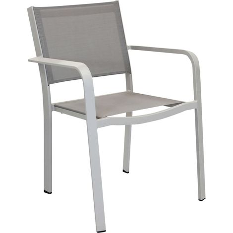 Chaise de fauteuil extérieur en aluminium avec un siège en aluminium et de retour à Lyse Textilene Beige