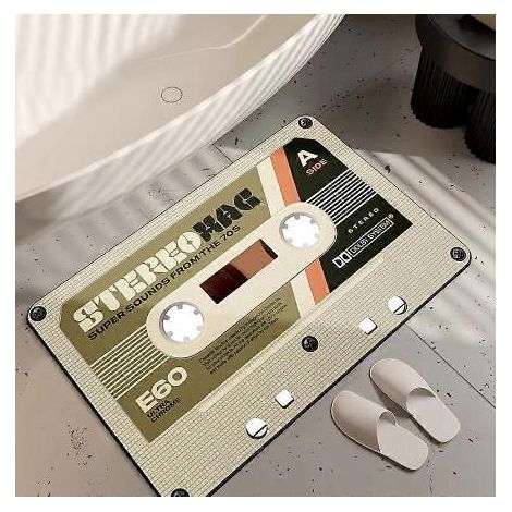 Tapis de porte en caoutchouc à motif de cassettes CD (40 x 60 cm), en terre de diatomées. Cadeau idéal pour enfants, décoration de chambre de garçon, décoration intérieure, tapis de salle de bain.
