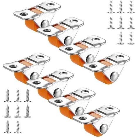 Lot de 8 petites roulettes fixes - En caoutchouc - Roulettes de transport - Avec plaque en métal - Pour meubles, appareils, équipements, caisses à outils, chariots (couleur orange)