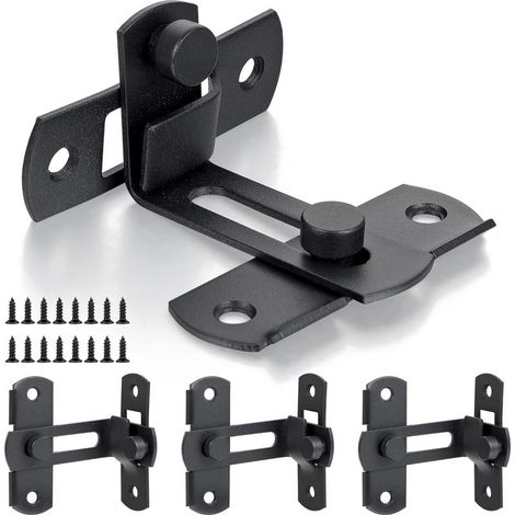 Lot de 4 serrures de porte de grange à 90 degrés, serrures de sécurité pour porte de grange, serrures à crochet pour porte coulissante, serrures de porte antiques, serrures de porte d'armoire à vin, n (1/4)