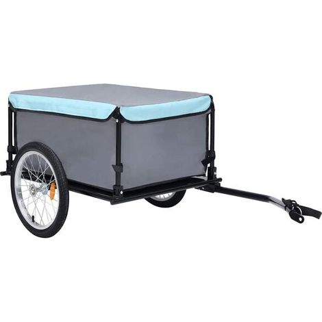 Remorque à vélo grise et bleue, 65 kg (1/5)