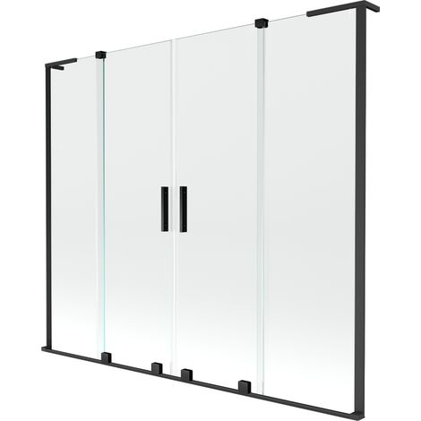 Mexen Velar L Duo pare-douche de baignoire coulissant à 2 vantaux 170 x 150 cm, transparent, noir - 896-170-003-02-70 (1/2)