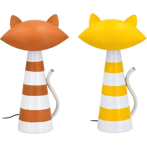 Lámpara de gato led de metal a rayas 35 cm, set 2 diseños