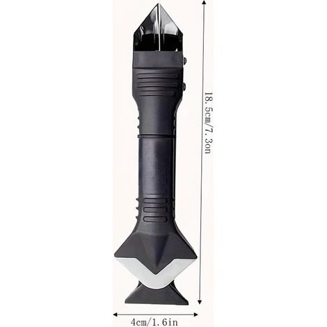 3-in-1 Silikon-Dichtstoff-Reinigungs- und Aushärtungsset (1-teilig) mit Edelstahlkopf für Fliesen, Duschen, Fensterdichtungen, Schwarz (1/5)