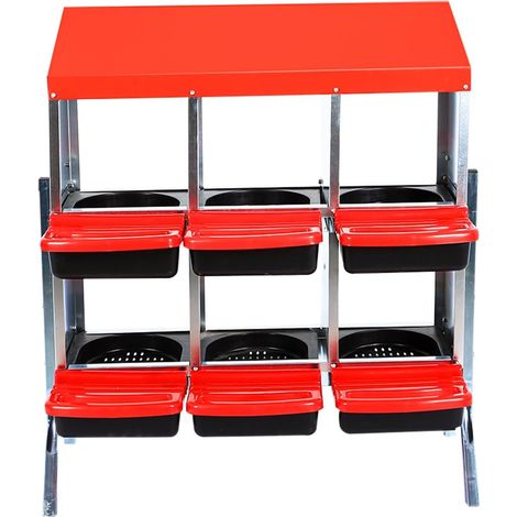 Pondoir pour Poules Nichoirs avec pied, 8 cases, Pondoir anti-casse, rampe de récupération, protection intégrée, Rouge