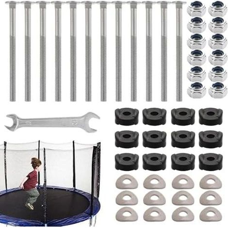 Trampolinrahmenteile – Befestigungsschrauben für Trampolinbeine, 12 Stabilisierungsmuttern. Geeignet für Schaukeln, Zäune, Gewächshäuser, Gartenpavillons, Spielbereiche und Pavillons. (1/5)