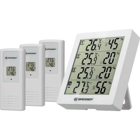 Bresser Termoigrometro Temeo Hygro Quadro per 4 punti di misura, bianco (1/5)