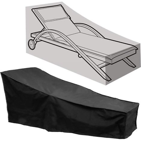 Housse de Chaise Longue Protection imperméable transat Jardin ——Noir 200×70×40×68cm (1/5)