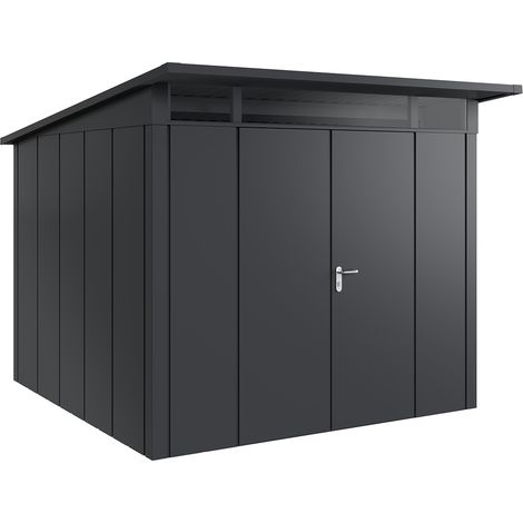 Hörmann Metall-Gerätehaus "Juno" mit Pultdach, JPD10 - Design, 262 x 262 cm (B x T), anthrazit, 2-flüglige Tür (1/5)