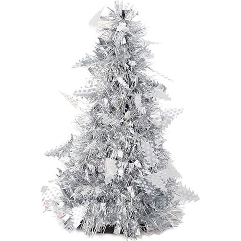 Arbre De Noël Miniature - 27 Cm - Décoration De Bureau Et Intérieure - En PET - Argent (1/2)