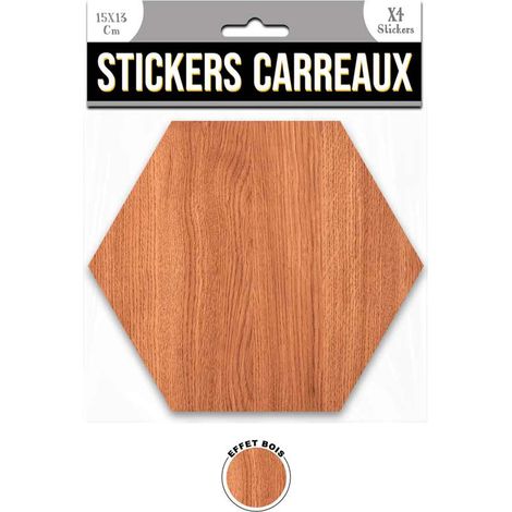 Ensemble de 4 stickers hexagone effet bois