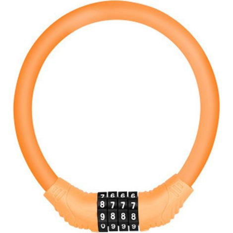 1 antivol à combinaison à quatre chiffres pour vélo, VTT, voiture électrique et moto, orange moyen (1/4)