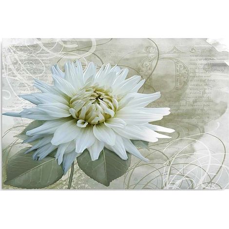 Tableau bois fleur blanche - 80 x 60 cm (1/4)