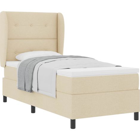 Lit simple,Lit à ressorts avec matelas Crème 80 x 200 cm tissu