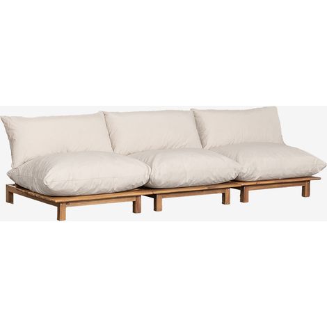 SKLUM 3-teiliges, verstellbares Gartenmodulsofa aus Akazienholz Brina Creme-Beige (1/5)