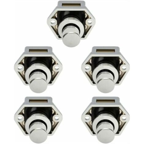 5 pcs Mini Bouton Poussoir Tiroir Placard Porte Loquet De Verrouillage Caravane Camping-car Nickel Bateau Bouton- Nickel