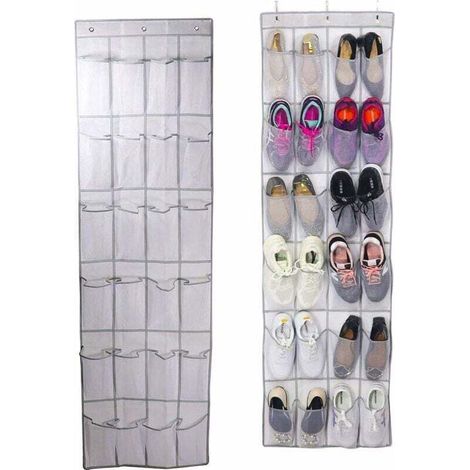 Rangement de Chaussures À Suspendre. Organisateur Chaussures sur la Porte Gain de Place Range Chaussures pour Porte 24 Poches épargne Cuisine Penderie Chambre Maison
