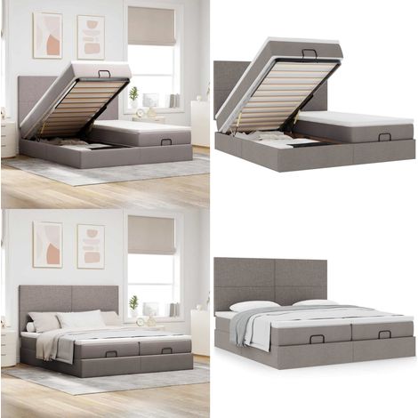 Ottoman-Bett mit Matratzen Taupe 180x200 cm Stoff - Matratze - Taschenfederkern (1/5)