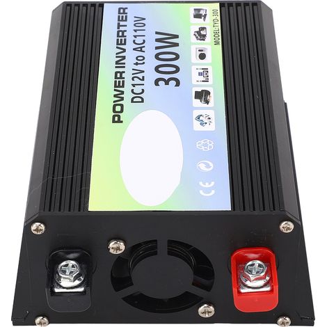 300-W-Wechselrichter, 12 V DC auf 110 V AC, modifizierte Sinuswelle, 2 USB-Anschlüsse, 1 Steckdose mit Leistungsanzeige (1/5)