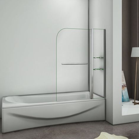 [PRODUIT D'OCCASION]Pare baignoire 100x140cm paroi de douche pivotante à 240 degré securit avec porte-serviette