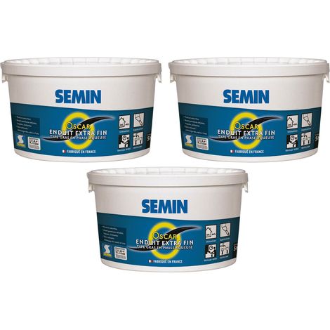 Enduit de Finition Extra Fin Semin Oscar, Prêt à l'Emploi, Intérieur/Extérieur, seau 5 kg Lot de 3 (1/5)