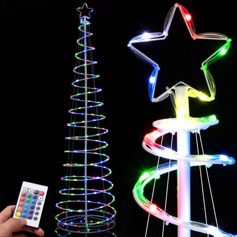 Albero di Natale Luminoso 200 Luci a Led Spirale per Interno ed Esterno 210 CM (1/5)