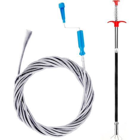 Lot de 2 Furet Deboucheur Canalisation Professionnel 3m & 0,6m Deboucheur wc Déboucheur canalisation Furet Plomberie Deboucheur evier Sonde De Debouchage Pour WC Evier Canalisation