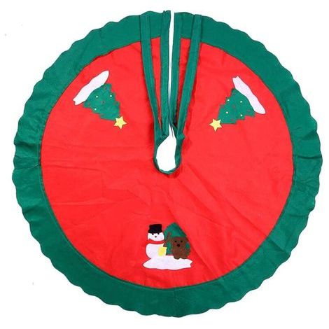 90cm Christmas Tree Skirt - Tree Base Decoration, Home Party Ornament, Red Apron Mat/Tree Foot Cover