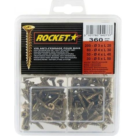 360 Viti per legno a testa svasata Rocket PZ in acciaio bicromato assortimento