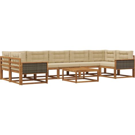 Outdoor-Sofagarnitur mit Kissen 8 pcs Natur und Beige vidaXL