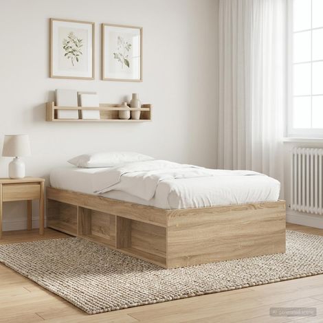 Cadre de lit avec rangement 80 x 200 cm en bois d’ingénierie chêne Sonoma, 38.6kg - PANGIVO (1/5)