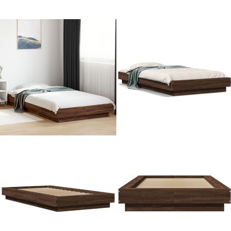 Cadre de lit sans matelas chêne marron 75x190 cm - Cadre De Lit - Lit Double - Lit Moderne - Lit En Bois - Meuble Chambre - Home & Living (1/5)