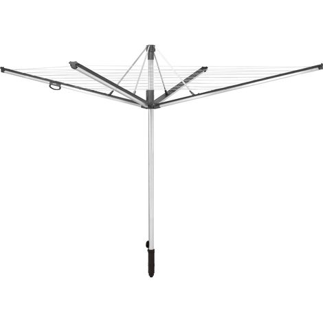 Leifheit – Séchoir parapluie Linomatic 500 Plus – 50 mètres de fils – Réglable en hauteur 1,06 à 1,72 m – Système de retrait automatique des fils