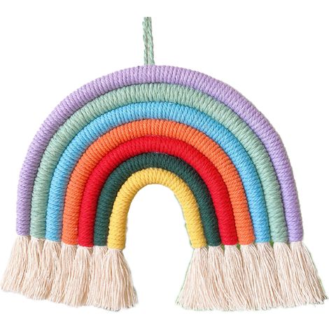 Guirlande Arc-en-Ciel - Décoration Murale en Macramé en Coton - Pour Chambre d'Enfant, Nourrice ou Salle de Jeux - 1 Pièce (1/5)