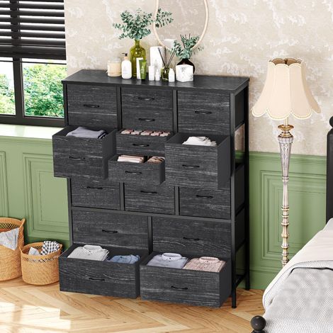 Meuble de rangement à 15 tiroirs en tissu – Élégance capacité – Structure en métal robuste – Pour chambre, entrée, salon, chambre d'enfant – Optimise l'espace – Couleur : Deco