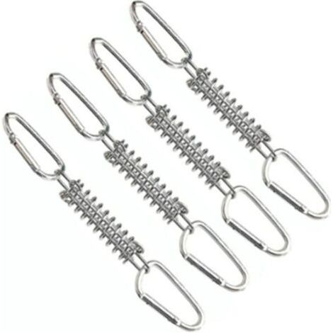 4 Pièces Ressort de Traction Boucle Ressort Tension Fixation Store, avec 8 Mousquetons, Voile D'ombrage Fixations Accessoires en Acier Inoxydable pour Tentes Auvents Camping (1/4)